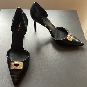 Coach heels with metal buckle, woman shoes